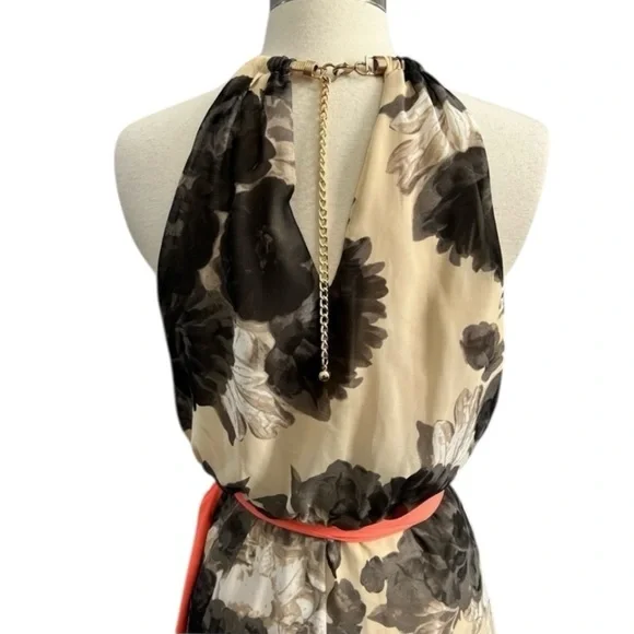 Eliza J Floral Halter Chiffon Ruffle Maxi Dress Black Cream Coral Hi-Low  Gown 14 is available for purchase on au PAY Market - Imported Goods Online  Store Co.Ltd. | au PAY Market -